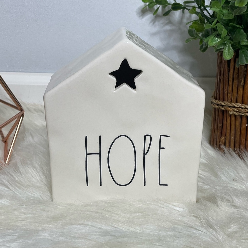 🆕 New Rae Dunn HOPE Triangle Tea Light Ceramic House Decor